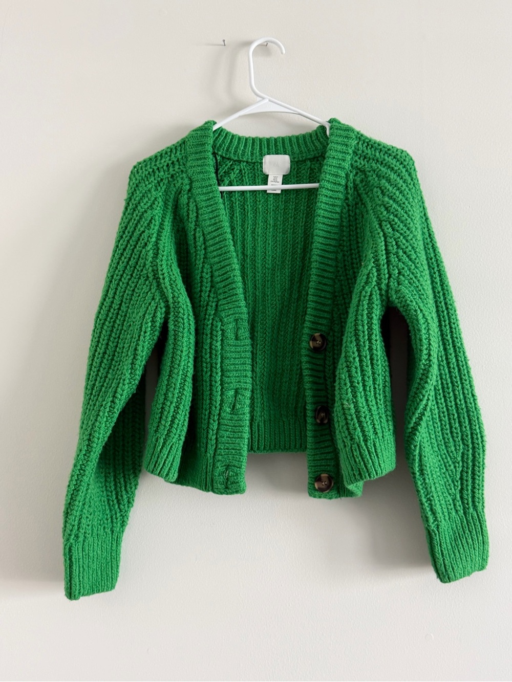 Green Chunky Knit Women's Cardigan Sweater